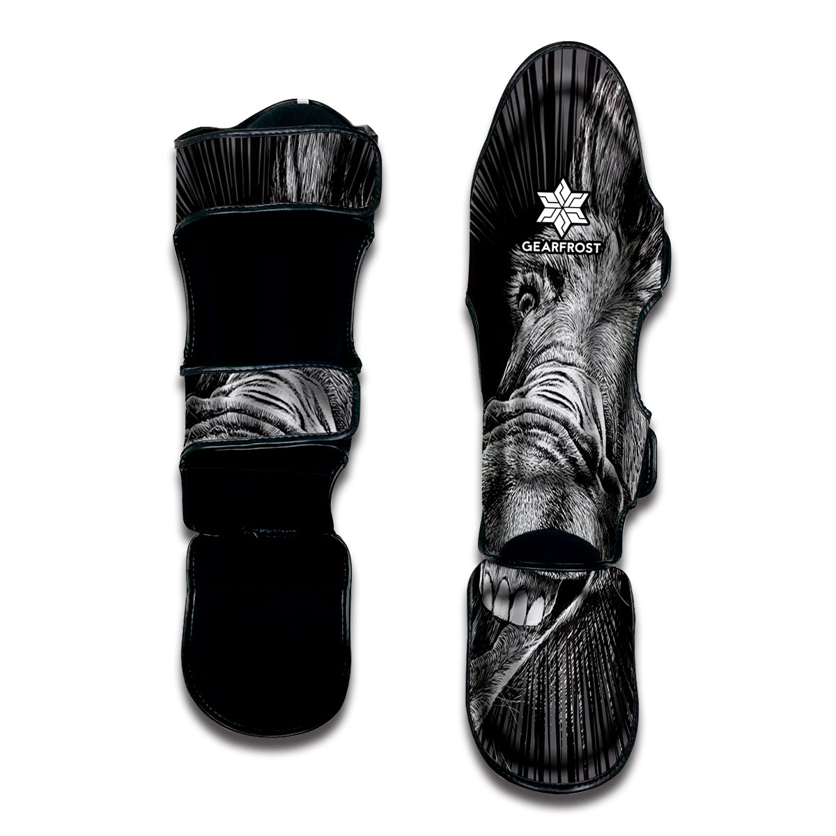 Black And White Crazy Donkey Print Muay Thai Shin Guard