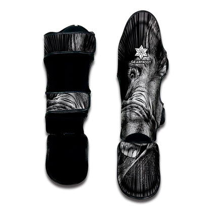 Black And White Crazy Donkey Print Muay Thai Shin Guard