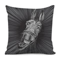 Black And White Crazy Donkey Print Pillow Cover