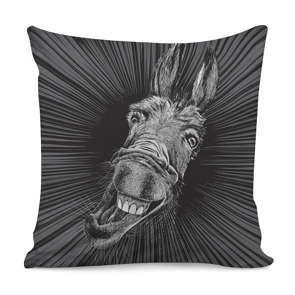 Black And White Crazy Donkey Print Pillow Cover