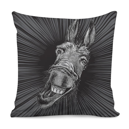 Black And White Crazy Donkey Print Pillow Cover