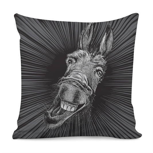Black And White Crazy Donkey Print Pillow Cover