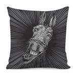 Black And White Crazy Donkey Print Pillow Cover