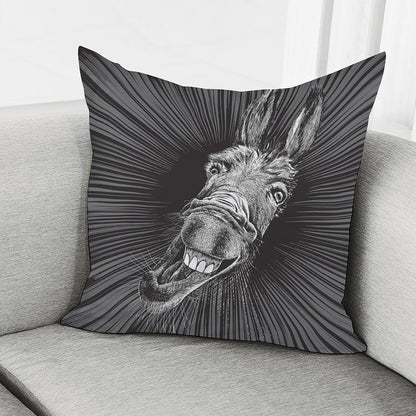 Black And White Crazy Donkey Print Pillow Cover