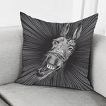 Black And White Crazy Donkey Print Pillow Cover