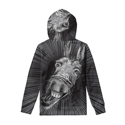 Black And White Crazy Donkey Print Pullover Hoodie