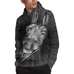 Black And White Crazy Donkey Print Pullover Hoodie
