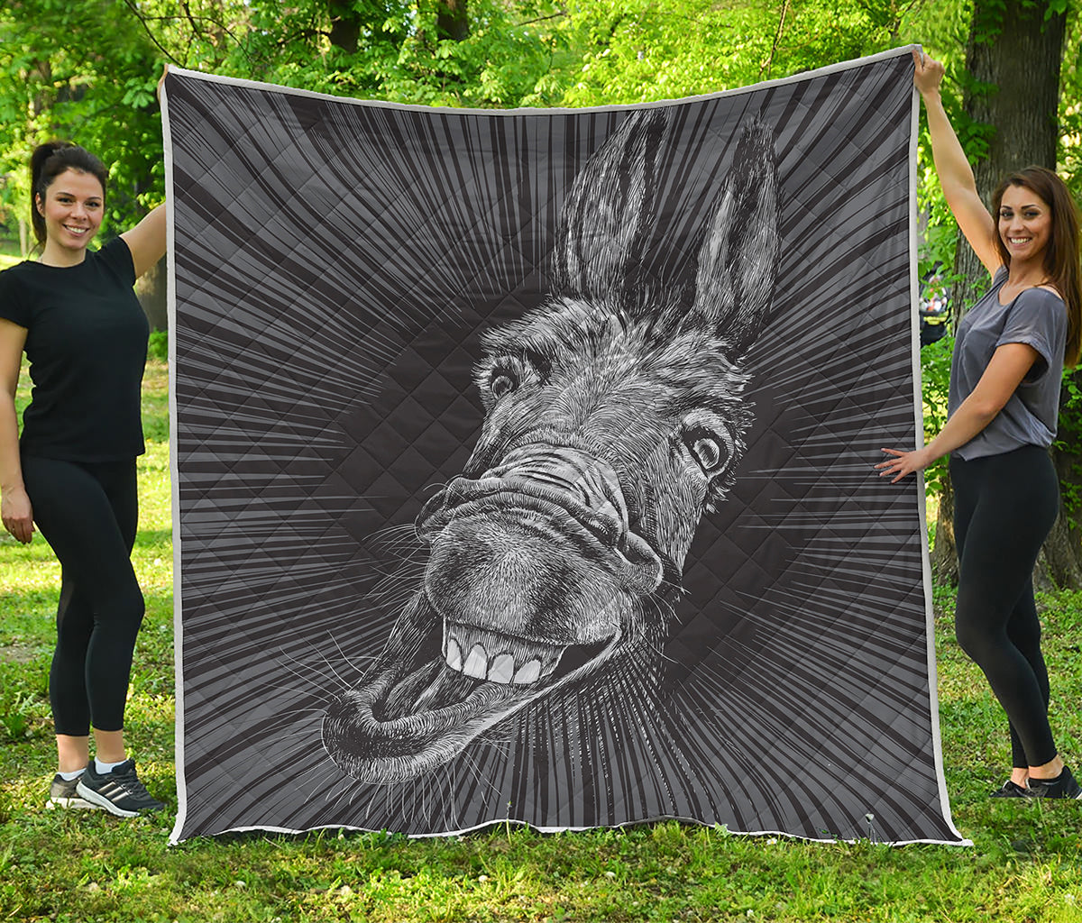 Black And White Crazy Donkey Print Quilt