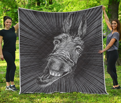 Black And White Crazy Donkey Print Quilt