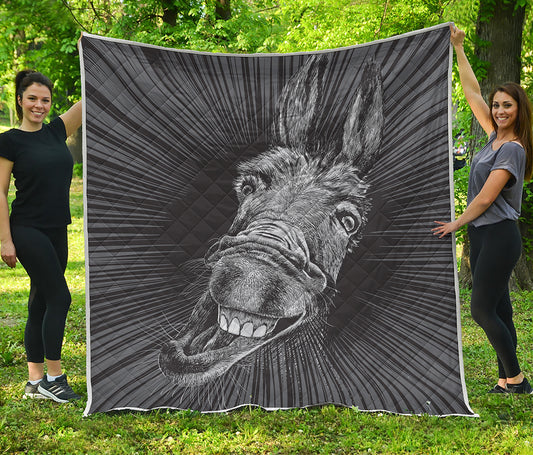 Black And White Crazy Donkey Print Quilt