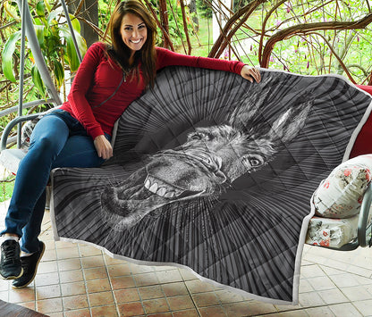 Black And White Crazy Donkey Print Quilt