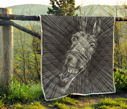 Black And White Crazy Donkey Print Quilt