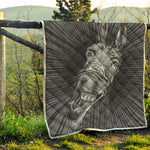 Black And White Crazy Donkey Print Quilt
