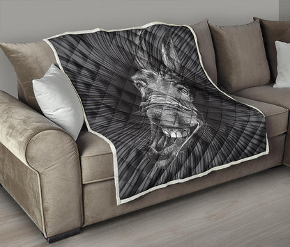 Black And White Crazy Donkey Print Quilt