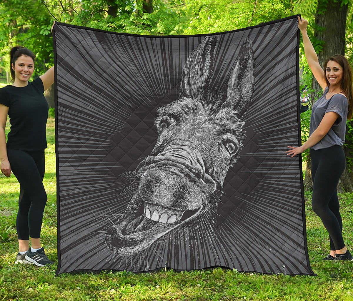 Black And White Crazy Donkey Print Quilt