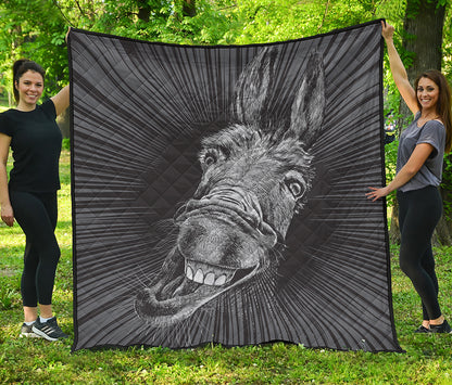Black And White Crazy Donkey Print Quilt