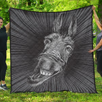 Black And White Crazy Donkey Print Quilt