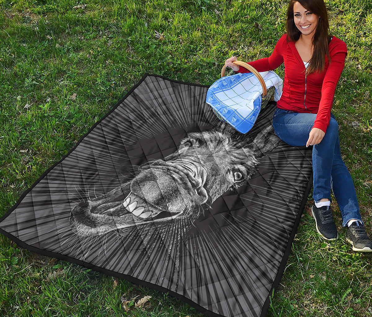 Black And White Crazy Donkey Print Quilt