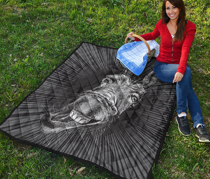 Black And White Crazy Donkey Print Quilt