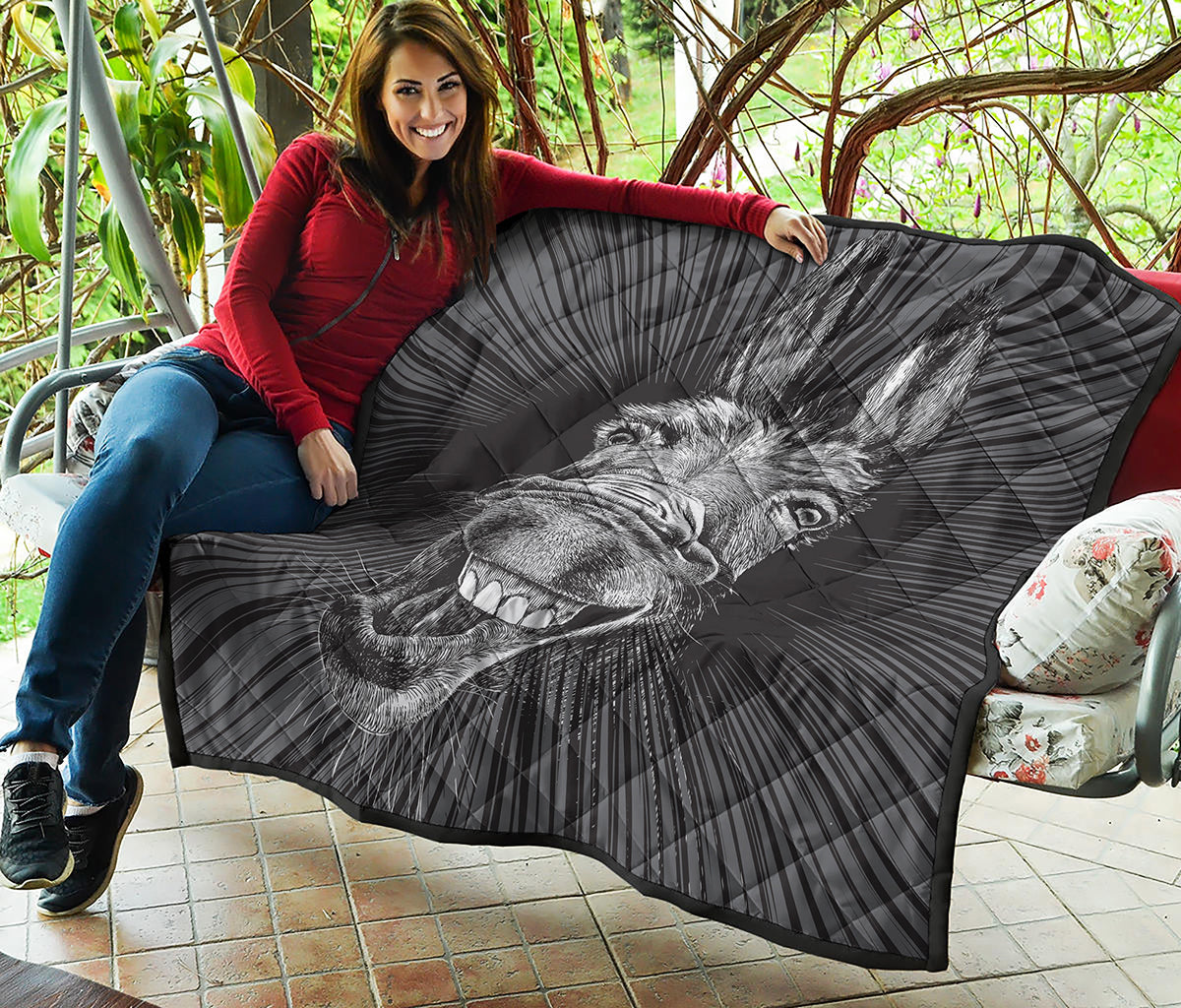 Black And White Crazy Donkey Print Quilt