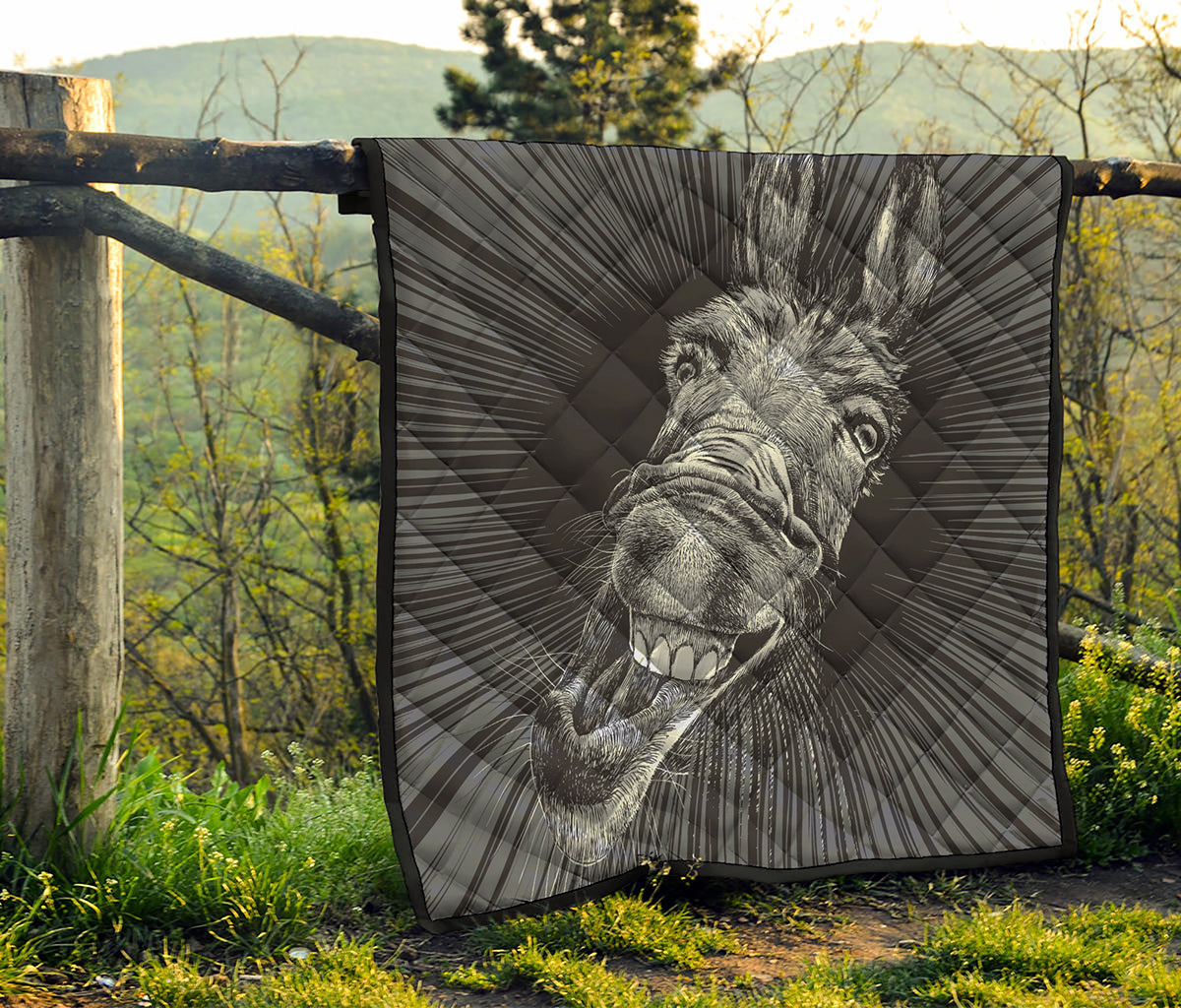 Black And White Crazy Donkey Print Quilt