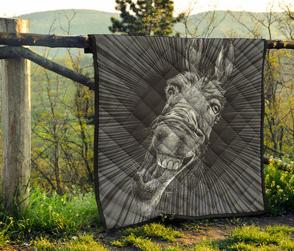Black And White Crazy Donkey Print Quilt