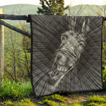 Black And White Crazy Donkey Print Quilt