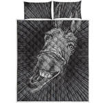 Black And White Crazy Donkey Print Quilt Bed Set