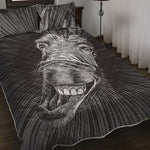 Black And White Crazy Donkey Print Quilt Bed Set