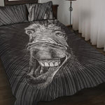 Black And White Crazy Donkey Print Quilt Bed Set
