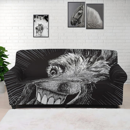 Black And White Crazy Donkey Print Sofa Cover