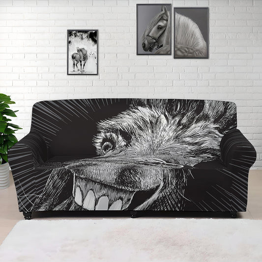 Black And White Crazy Donkey Print Sofa Cover
