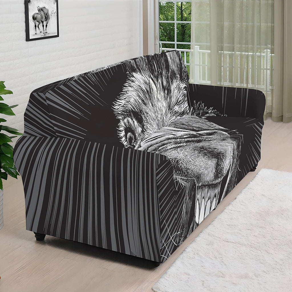 Black And White Crazy Donkey Print Sofa Cover
