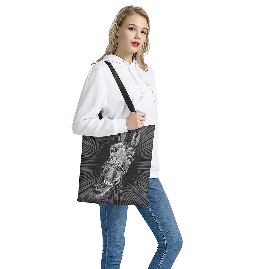 Black And White Crazy Donkey Print Tote Bag