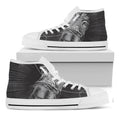 Black And White Crazy Donkey Print White High Top Sneakers