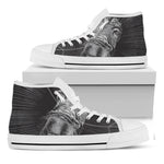 Black And White Crazy Donkey Print White High Top Shoes