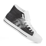 Black And White Crazy Donkey Print White High Top Shoes