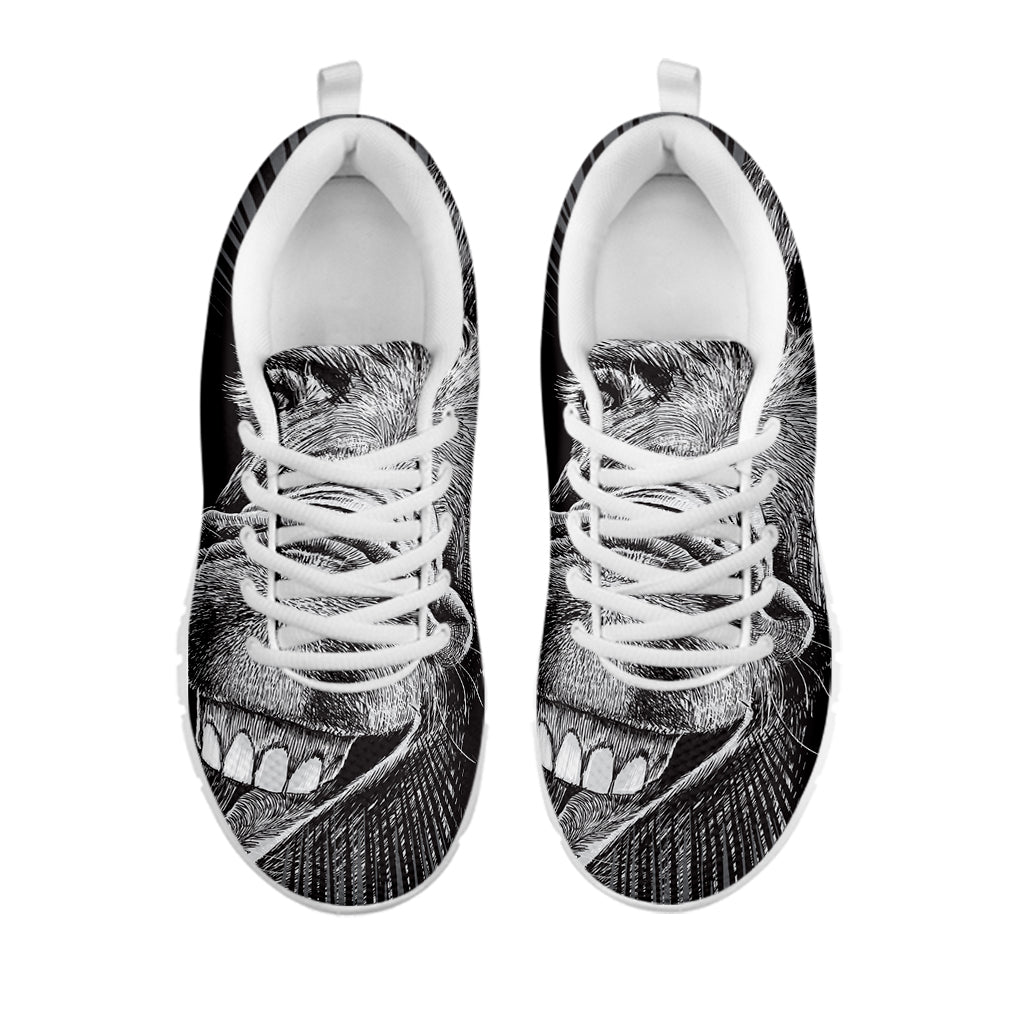 Black And White Crazy Donkey Print White Sneakers