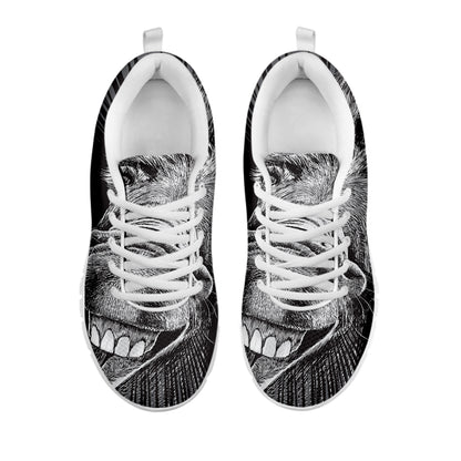 Black And White Crazy Donkey Print White Sneakers