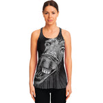 Black And White Crazy Donkey Print Women's Racerback Tank Top