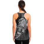 Black And White Crazy Donkey Print Women's Racerback Tank Top