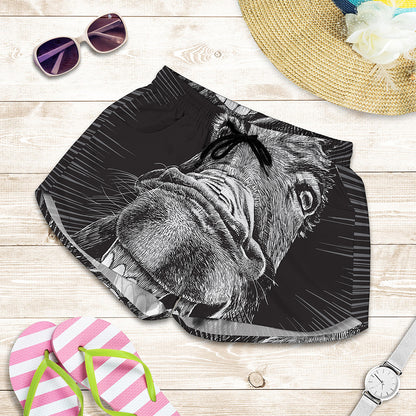 Black And White Crazy Donkey Print Women's Shorts