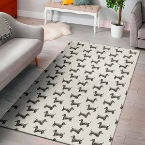 Black And White Dachshund Pattern Print Area Rug