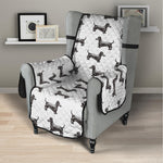 Black And White Dachshund Pattern Print Armchair Protector