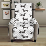 Black And White Dachshund Pattern Print Armchair Protector