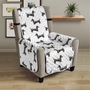 Black And White Dachshund Pattern Print Armchair Protector