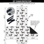 Black And White Dachshund Pattern Print Armchair Protector