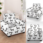 Black And White Dachshund Pattern Print Armchair Slipcover