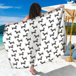 Black And White Dachshund Pattern Print Beach Sarong Wrap