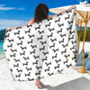 Black And White Dachshund Pattern Print Beach Sarong Wrap